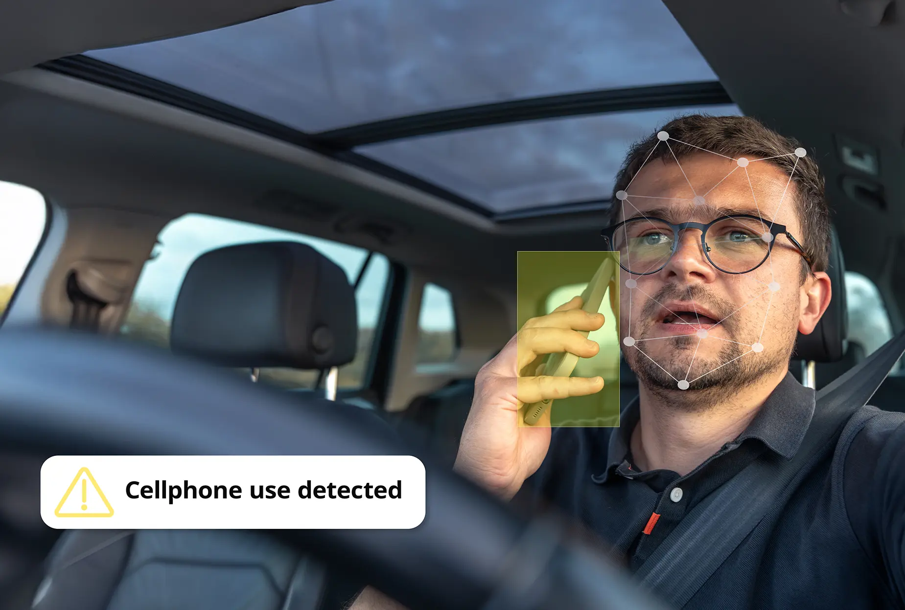 Cellphone use detected alert