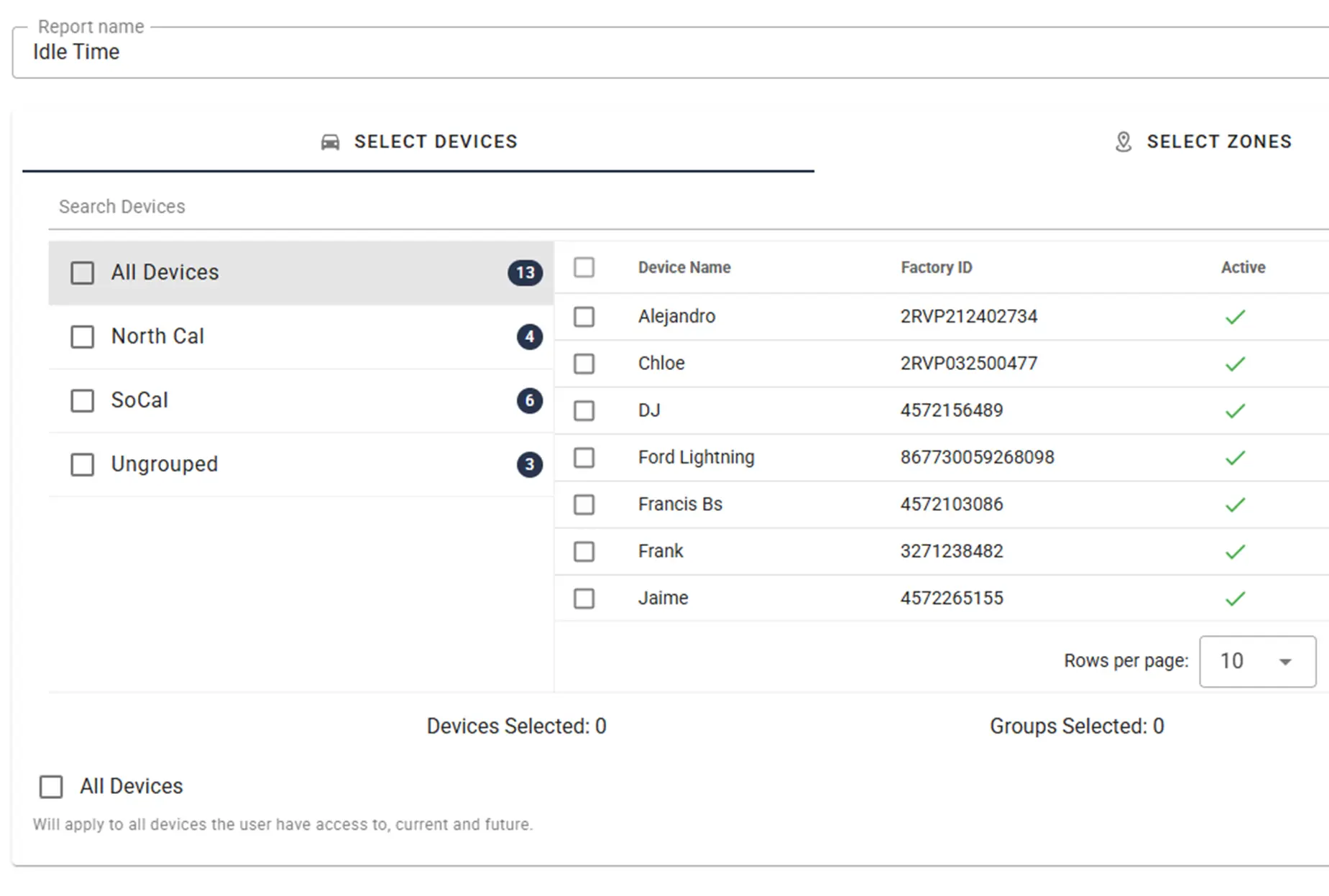 One Step GPS Idle times UI
