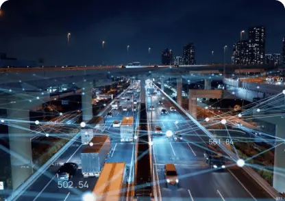 freeway with dots connecting