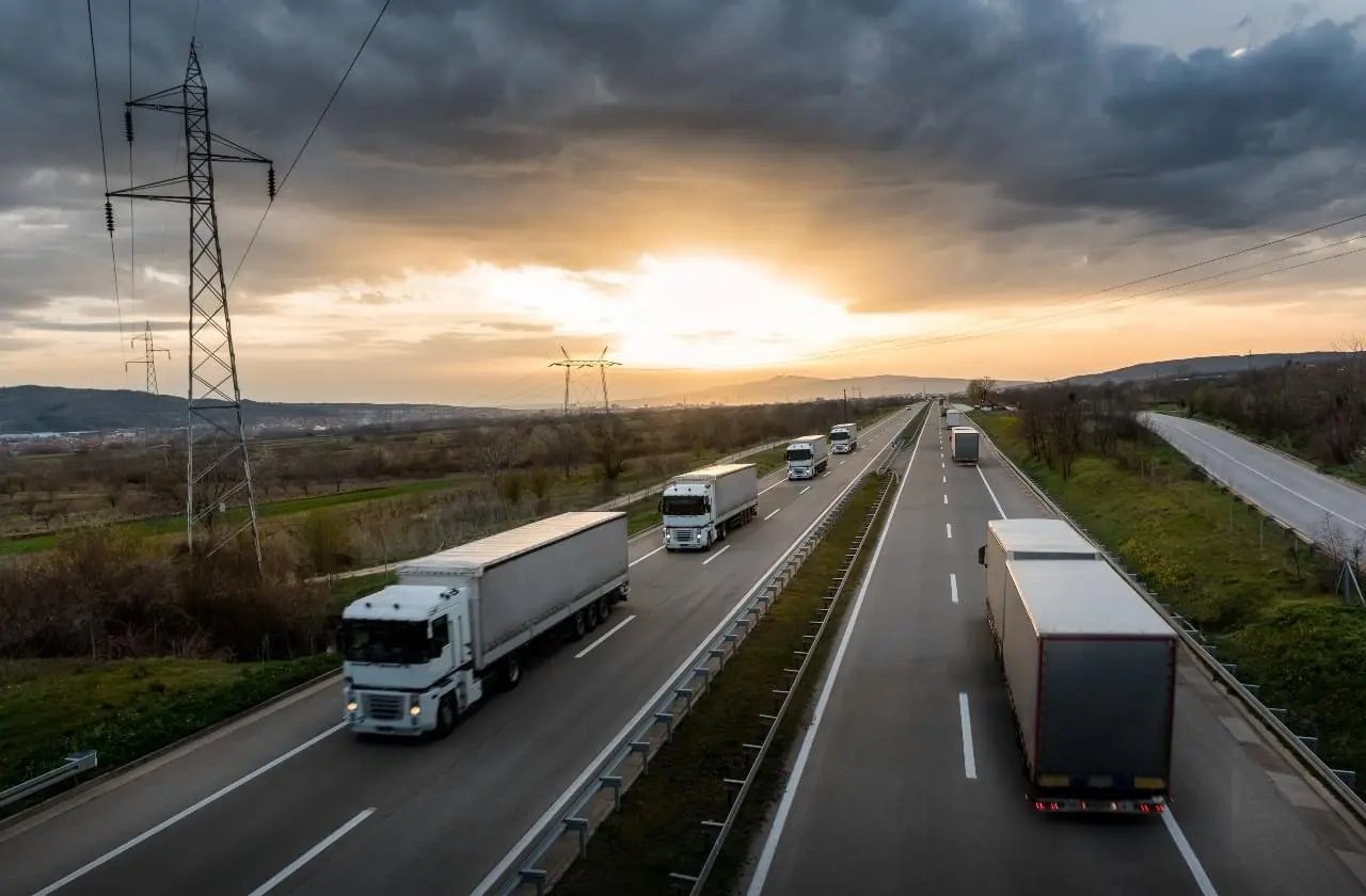 Trucks driving on highway